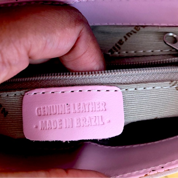 Y2K genuine leather pink shoulder bag. - Picture 5 of 9